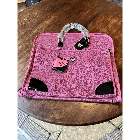 Diane Von Furstenberg DVF Pink Hearts Luggage Garment Bag Weekender Travel‎ New - Picture 1 of 12